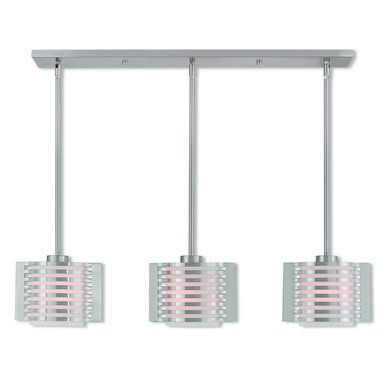 Livex Lighting - 41033-91 - Three Light Linear Chandelier - Hilliard - Brushed Nickel