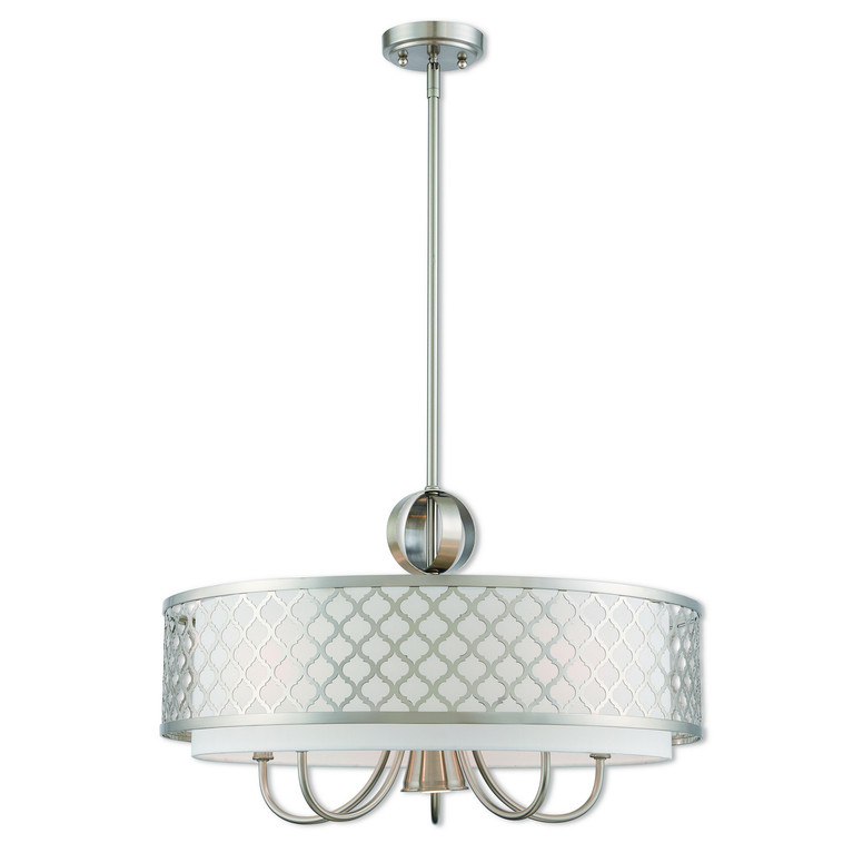Livex Lighting - 41105-91 - Six Light Chandelier - Arabesque - Brushed Nickel