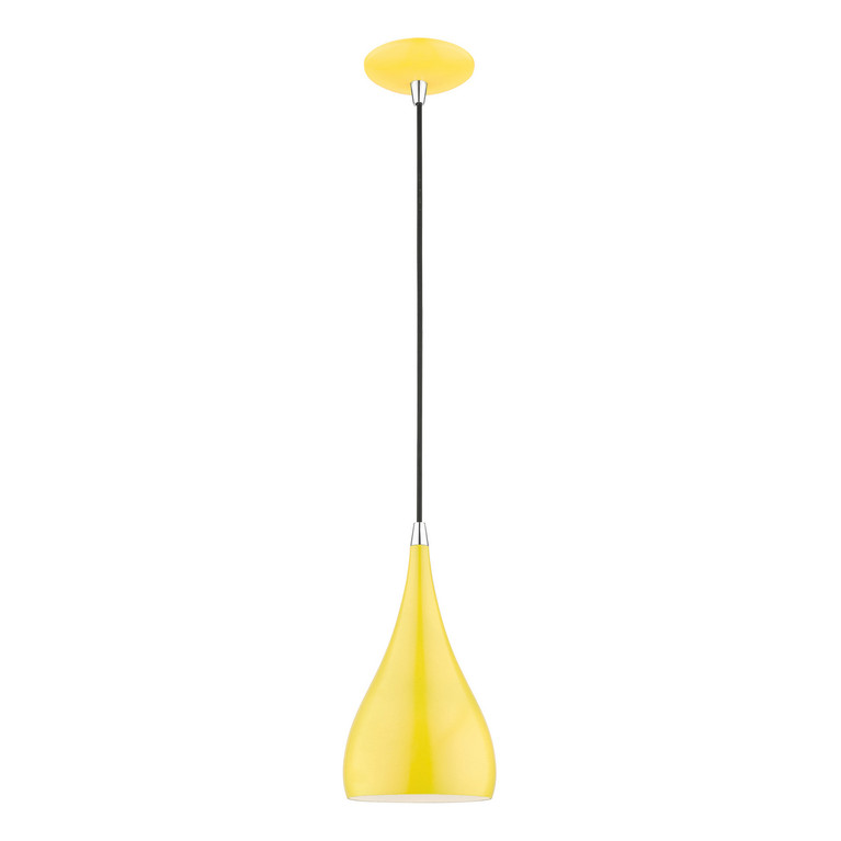 Livex Lighting - 41171-82 - One Light Mini Pendant - Amador - Shiny Yellow w/Polished Chrome