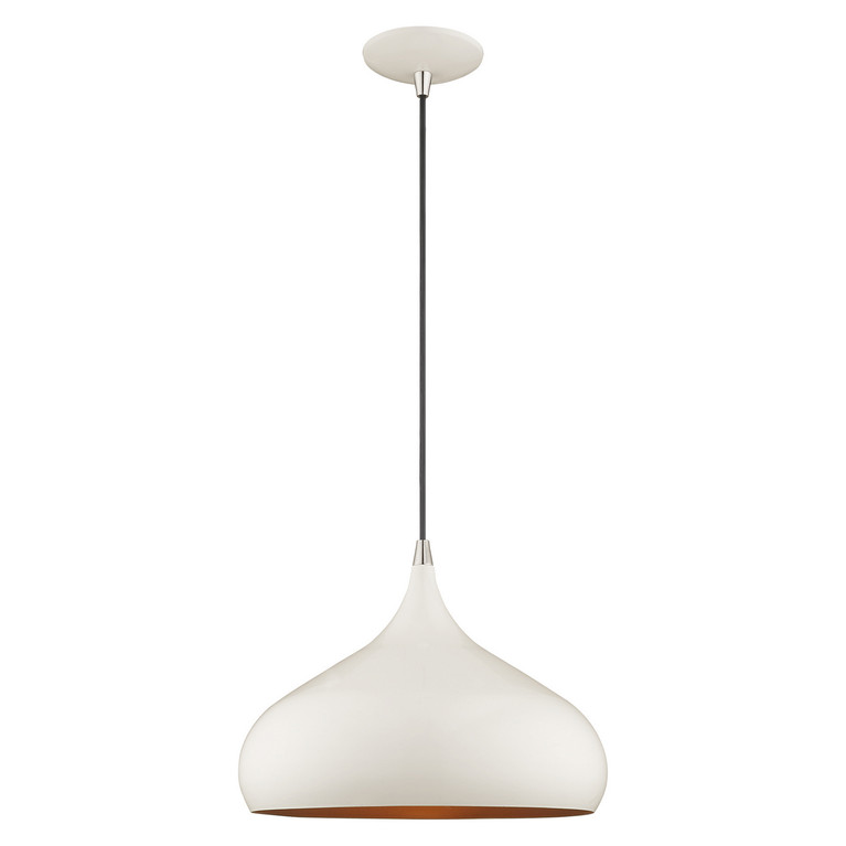 Livex Lighting - 41173-69 - One Light Mini Pendant - Amador - Shiny White w/ Polished Chromes