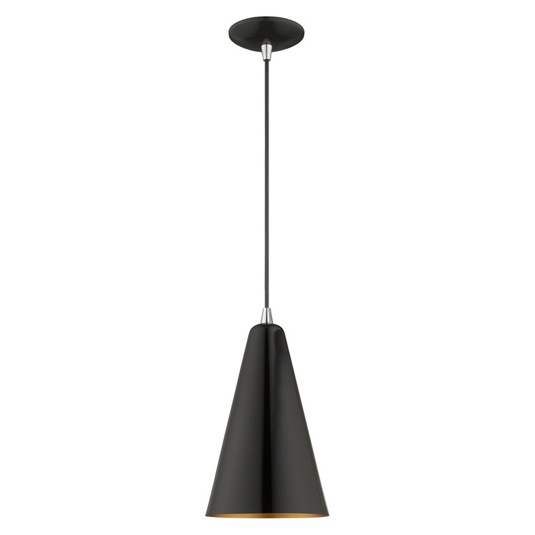 Livex Lighting - 41175-68 - One Light Mini Pendant - Dulce - Shiny Black w/ Polished Chromes