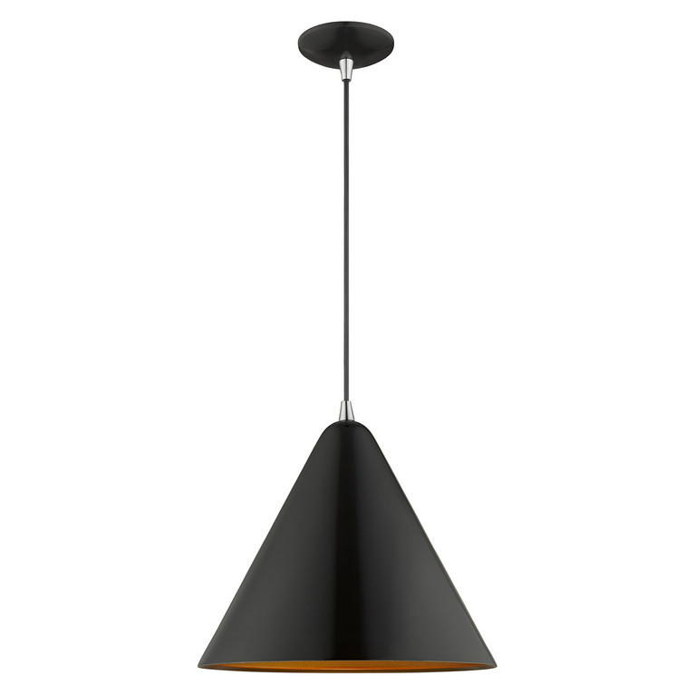 Livex Lighting - 41176-68 - One Light Mini Pendant - Dulce - Shiny Black w/ Polished Chromes
