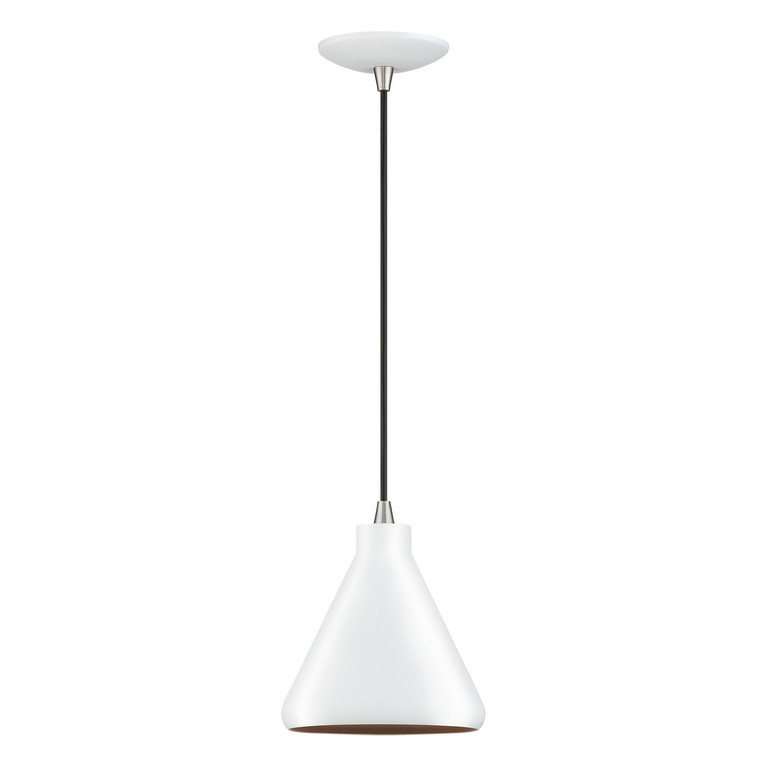 Livex Lighting - 41177-03 - One Light Mini Pendant - Geneva - White with Brushed Nickel
