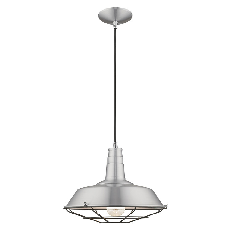 Livex Lighting - 41184-66 - One Light Mini Pendant - Metal Shade Mini Pendants - Brushed Aluminum w/ Polished Chromes