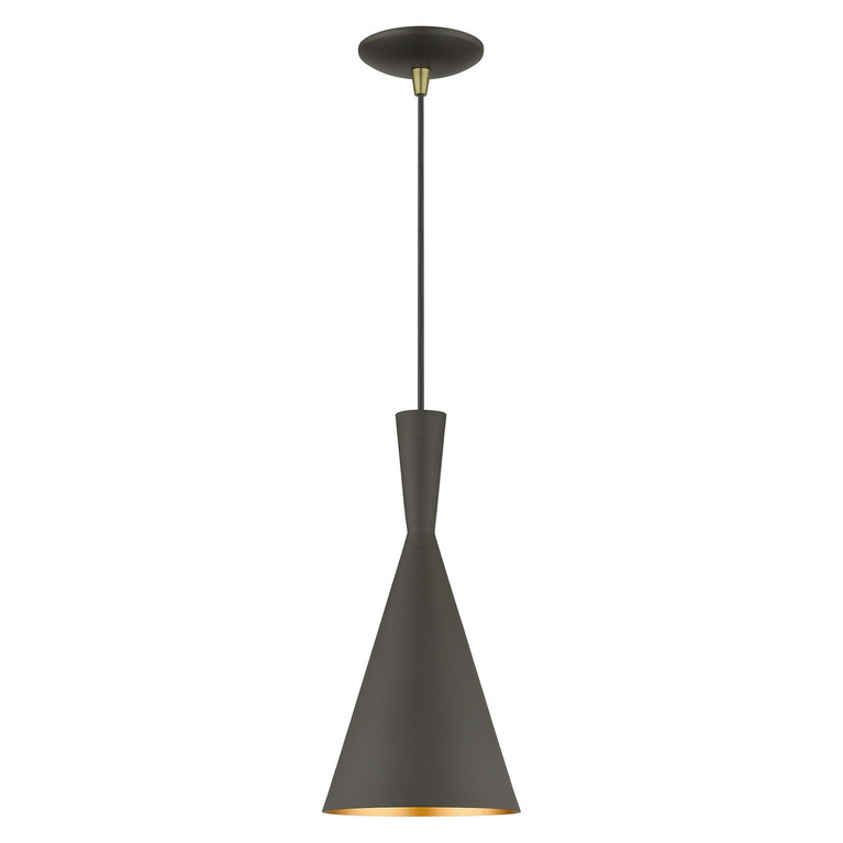Livex Lighting - 41185-07 - One Light Pendant - Waldorf - Bronze with Antique Brass