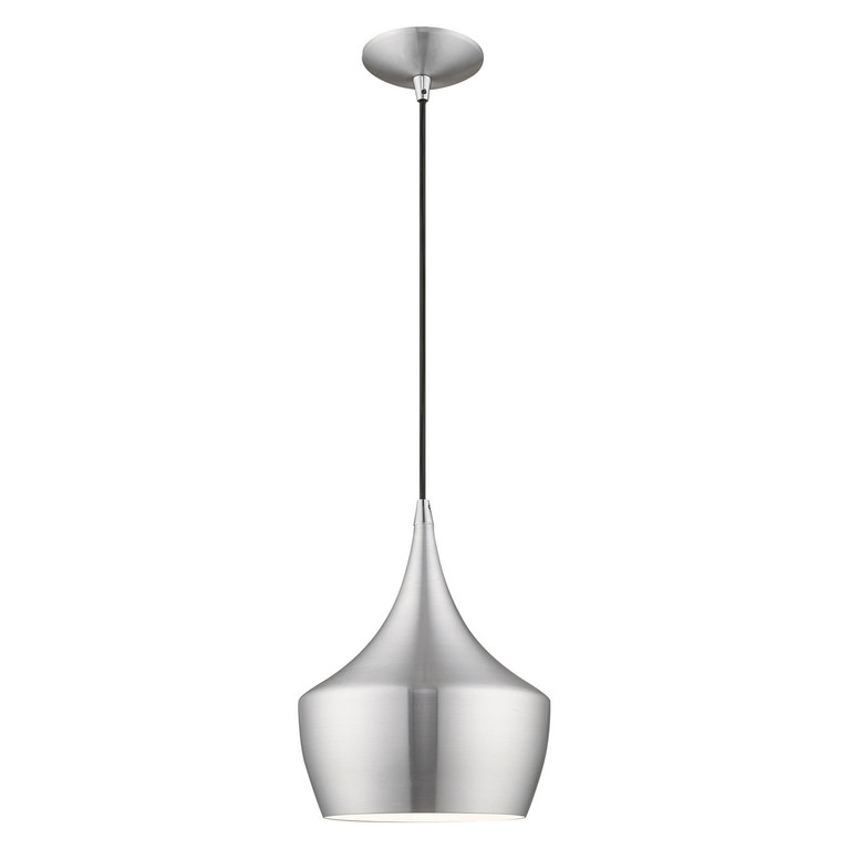 Livex Lighting - 41186-66 - One Light Mini Pendant - Waldorf - Brushed Aluminum w/ Polished Chromes