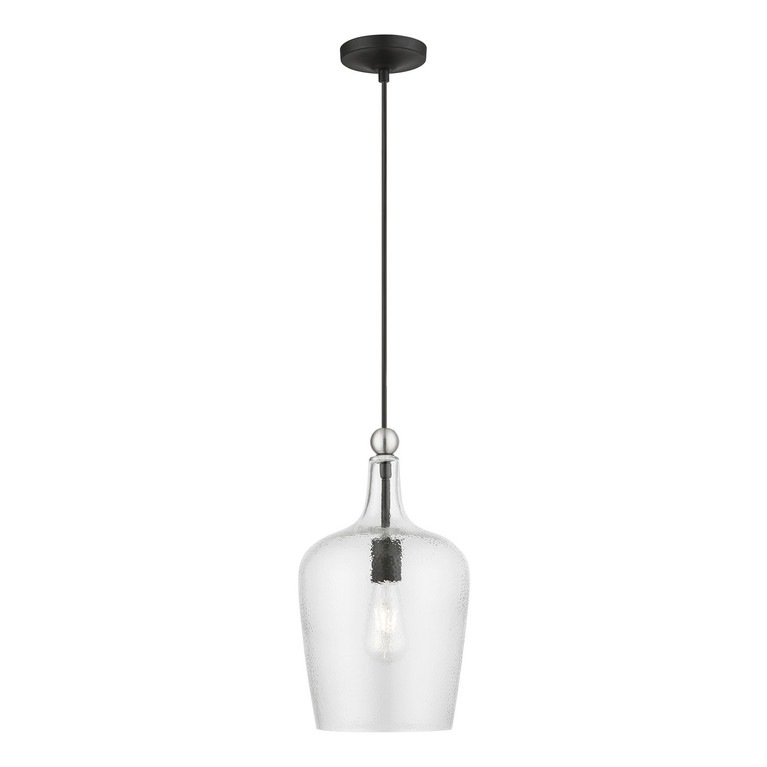 Livex Lighting - 41237-04 - One Light Pendant - Avery - Black w/Brushed Nickel