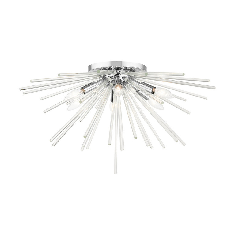 Livex Lighting - 41251-05 - Six Light Flush Mount - Utopia - Polished Chrome
