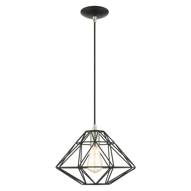 Livex Lighting - 41323-04 - One Light Pendant - Knox - Black w/ Brushed Nickels