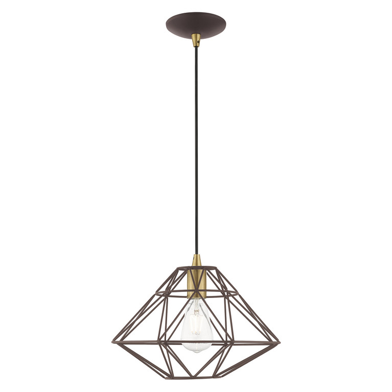 Livex Lighting - 41323-07 - One Light Mini Pendant - Knox - Bronze w/ Antique Brasss