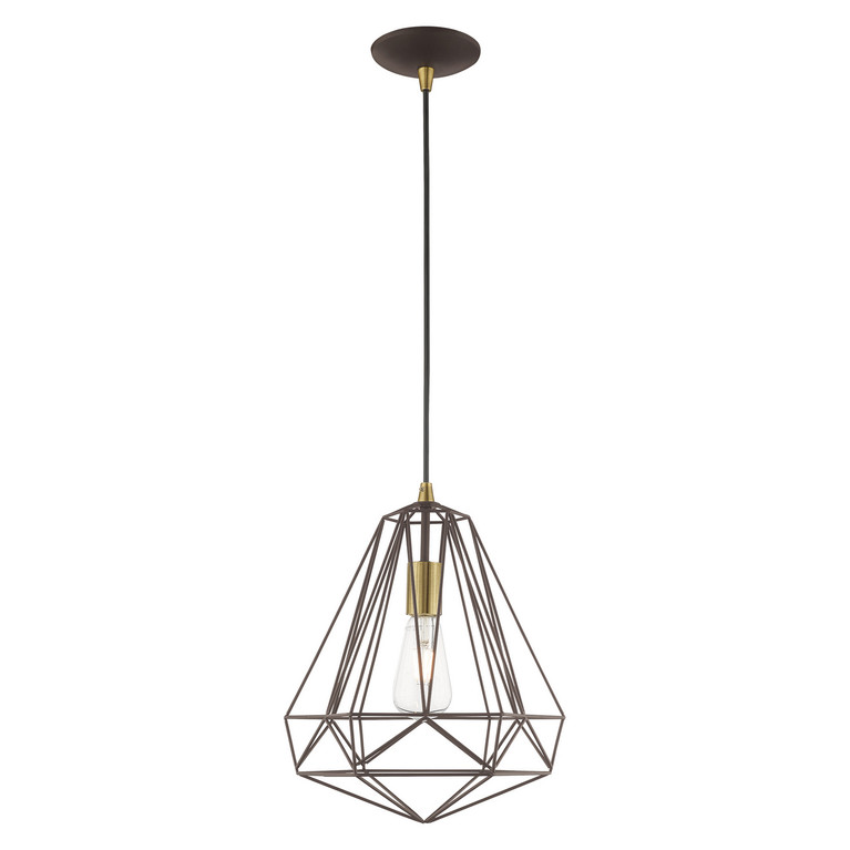 Livex Lighting - 41324-07 - One Light Mini Pendant - Knox - Bronze w/ Antique Brasss
