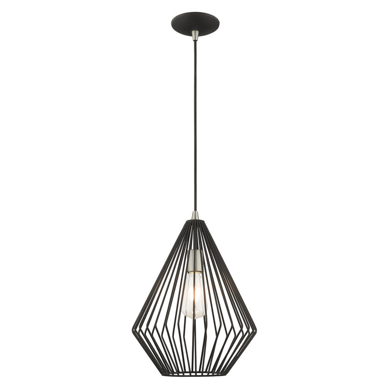 Livex Lighting - 41325-04 - One Light Mini Pendant - Linz - Black w/ Brushed Nickels
