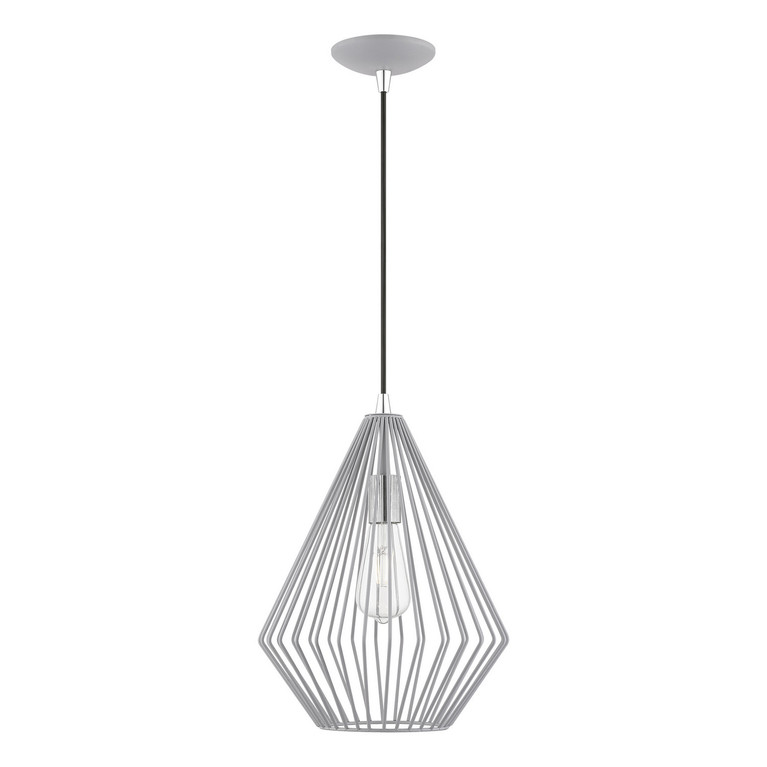Livex Lighting - 41325-80 - One Light Pendant - Linz - Nordic Gray w/Polished Chrome