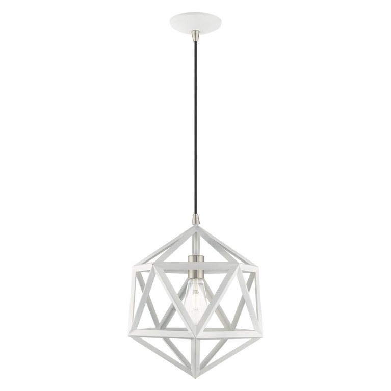 Livex Lighting - 41328-03 - One Light Mini Pendant - Ashland - White w/ Brushed Nickels