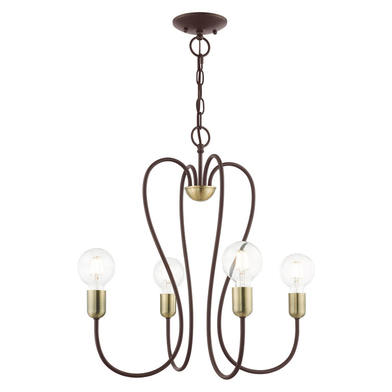 Livex Lighting - 41364-07 - Four Light Chandelier - Lucerne - Bronze w/ Antique Brasss