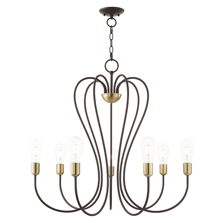 Livex Lighting - 41367-07 - Seven Light Chandelier - Lucerne - Bronze w/ Antique Brasss