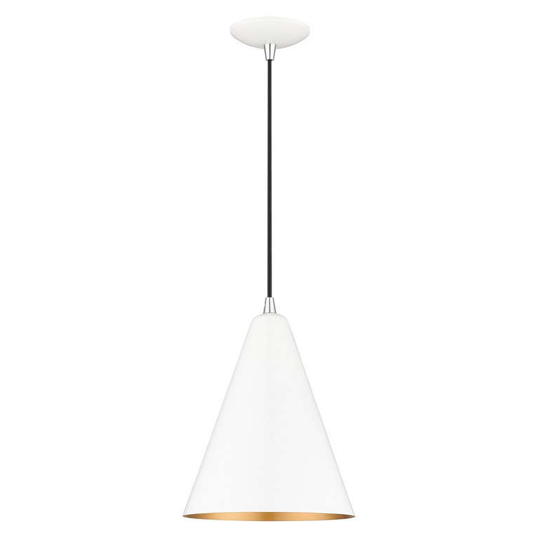 Livex Lighting - 41492-69 - One Light Pendant - Dulce - Shiny White with Polished Chrome