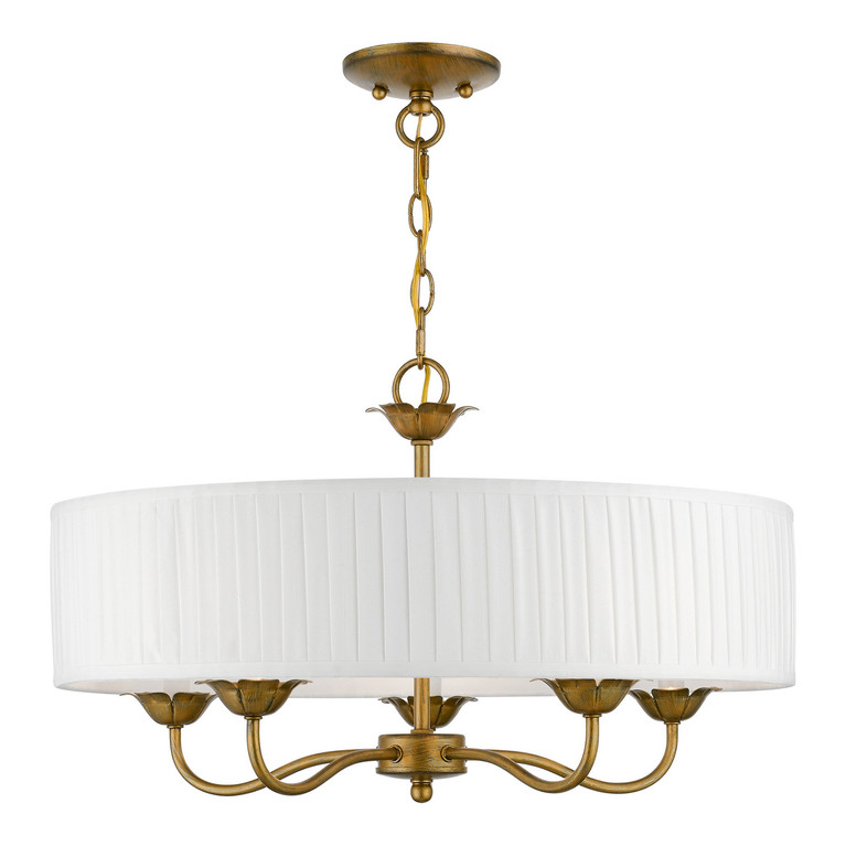 Livex Lighting - 41775-48 - Five Light Pendant - Edinburgh - Antique Gold Leaf