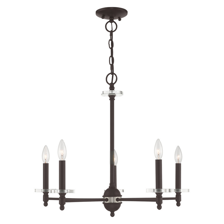 Livex Lighting - 42705-07 - Five Light Chandelier - Bennington - Bronze w/ Brushed Nickel
