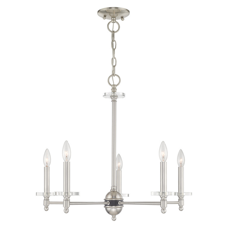Livex Lighting - 42705-91 - Five Light Chandelier - Bennington - Brushed Nickel w/ Bronze