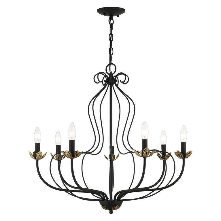 Livex Lighting - 42907-04 - Seven Light Chandelier - Katarina - Black w/ Antique Brasss