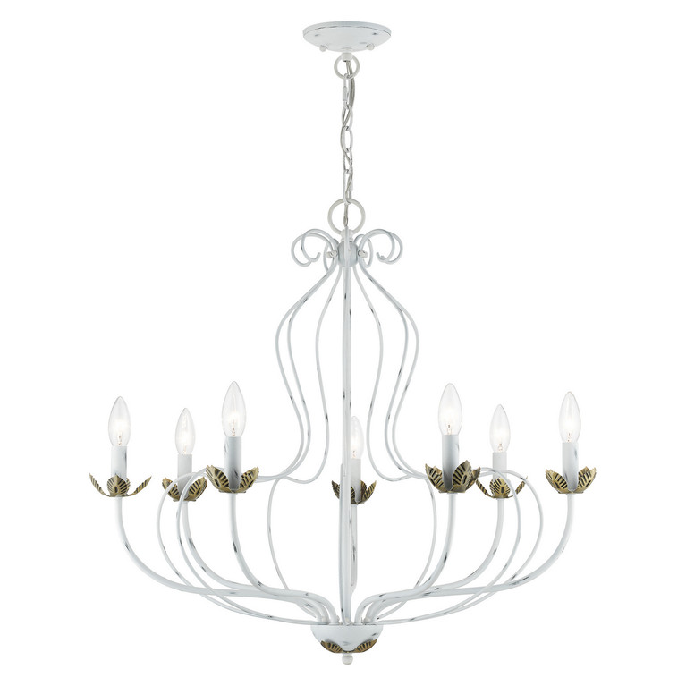 Livex Lighting - 42907-60 - Seven Light Chandelier - Katarina - Antique White w/ Antique Brasss