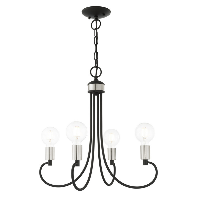 Livex Lighting - 42924-04 - Four Light Chandelier - Bari - Black w/ Brushed Nickels