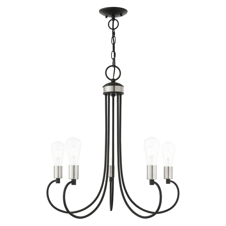 Livex Lighting - 42925-04 - Five Light Chandelier - Bari - Black w/ Brushed Nickels