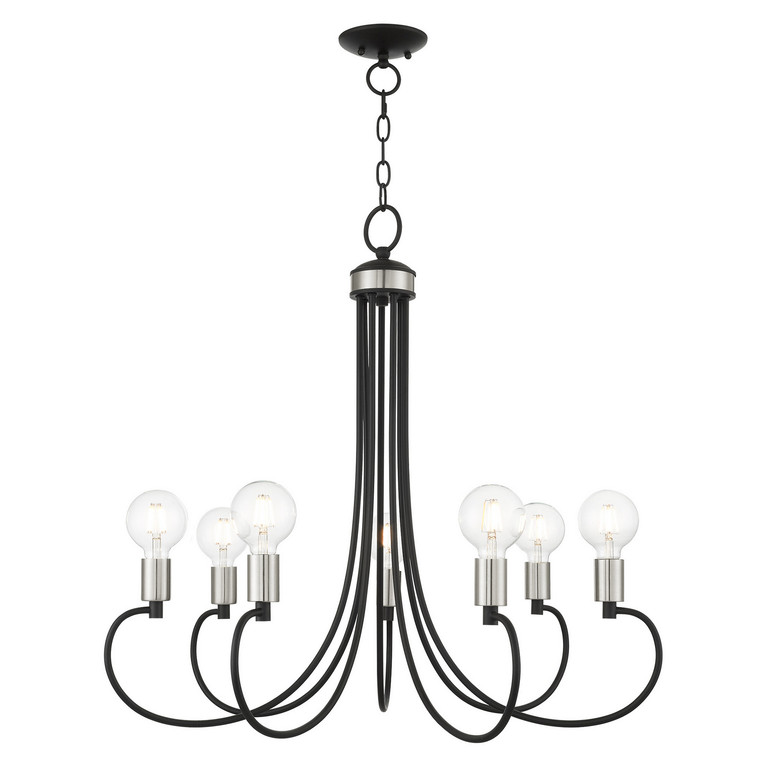 Livex Lighting - 42927-04 - Seven Light Chandelier - Bari - Black w/ Brushed Nickels