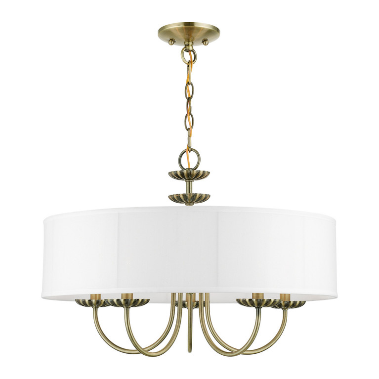 Livex Lighting - 42985-01 - Five Light Pendant - Brookdale - Antique Brass