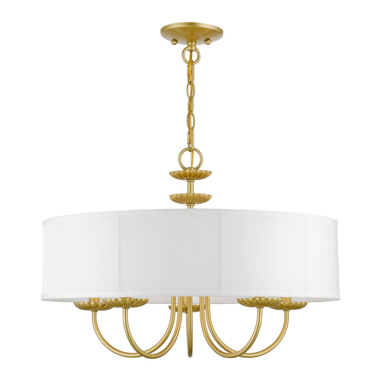 Livex Lighting - 42985-33 - Five Light Pendant - Brookdale - Soft Gold