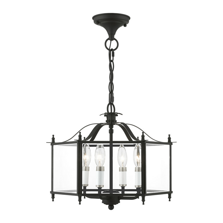 Livex Lighting - 4398-04 - Four Light Convertible Pendant / Semi-Flush - Livingston - Black w/Brushed Nickel