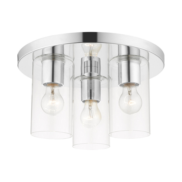 Livex Lighting - 45472-05 - Three Light Flush Mount - Zurich - Polished Chrome