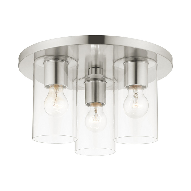 Livex Lighting - 45472-91 - Three Light Flush Mount - Zurich - Brushed Nickel