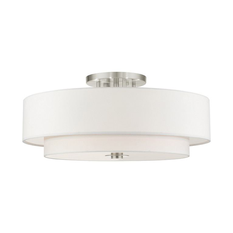 Livex Lighting - 45799-91 - Six Light Semi Flush Mount - Meridian - Brushed Nickel
