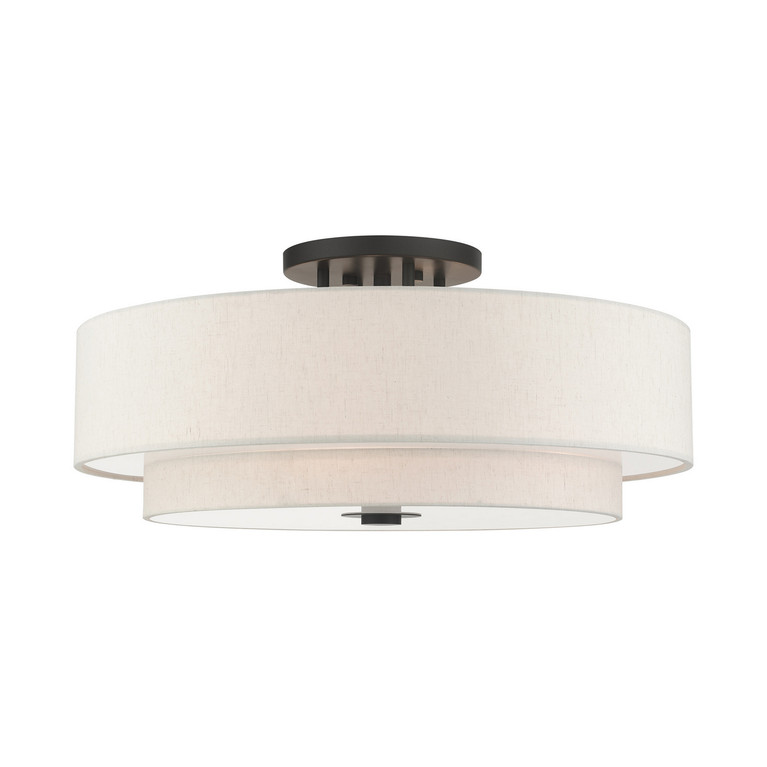 Livex Lighting - 45849-92 - Six Light Semi Flush Mount - Monroe - English Bronze