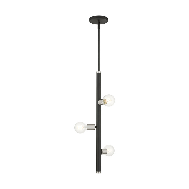 Livex Lighting - 45863-04 - Three Light Pendant - Bannister - Black w/ Brushed Nickels