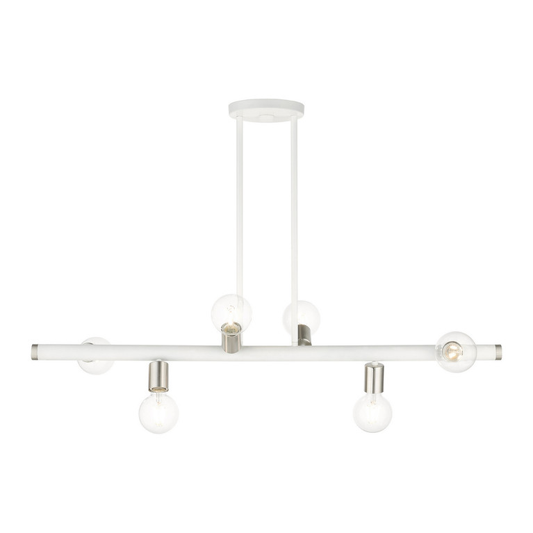 Livex Lighting - 45866-03 - Six Light Linear Chandelier - Bannister - White w/ Brushed Nickels