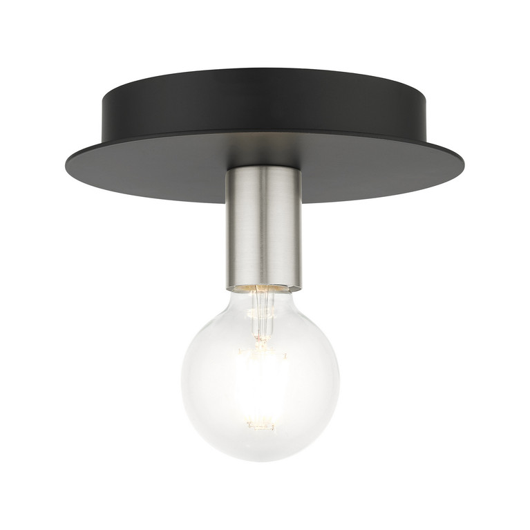Livex Lighting - 45871-04 - One Light Flush Mount - Hillview - Black w/ Brushed Nickels