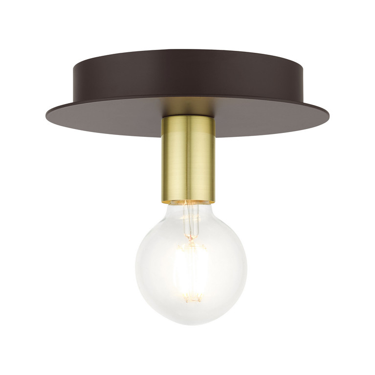 Livex Lighting - 45871-07 - One Light Flush Mount - Hillview - Bronze w/ Satin Brasss