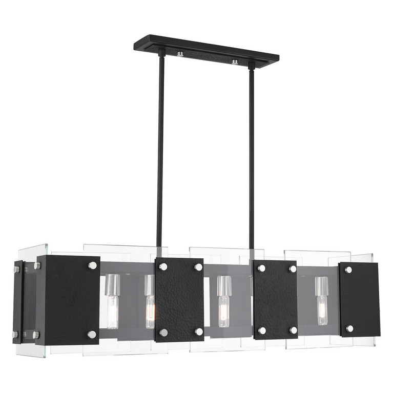 Livex Lighting - 45997-04 - Eight Light Linear Chandelier - Barcelona - Black w/ Brushed Nickels