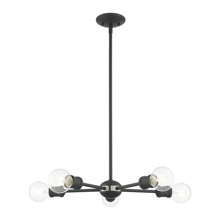 Livex Lighting - 46135-76 - Five Light Chandelier - Lansdale - Scandinavian Gray w/ Brushed Nickels