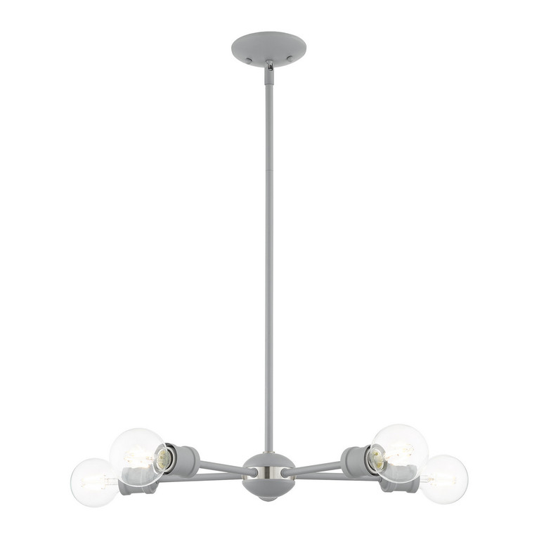 Livex Lighting - 46135-80 - Five Light Chandelier - Lansdale - Nordic Gray w/ Brushed Nickels