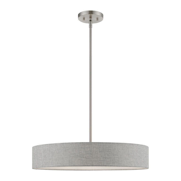 Livex Lighting - 46144-91 - Four Light Pendant - Elmhurst - Brushed Nickel w/Shiny White