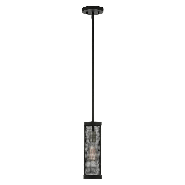 Livex Lighting - 46211-04 - One Light Pendant - Industro - Black w/ Brushed Nickels