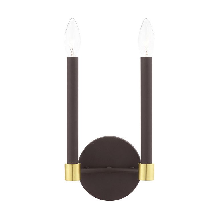 Livex Lighting - 46882-07 - Two Light Wall Sconce - Karlstad - Bronze w/ Satin Brasss