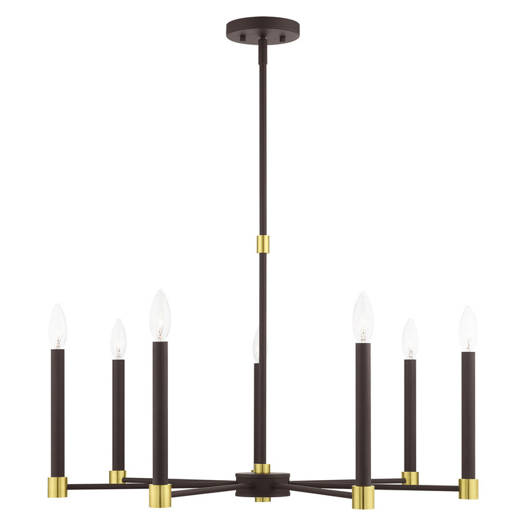 Livex Lighting - 46887-07 - Seven Light Chandelier - Karlstad - Bronze w/ Satin Brasss