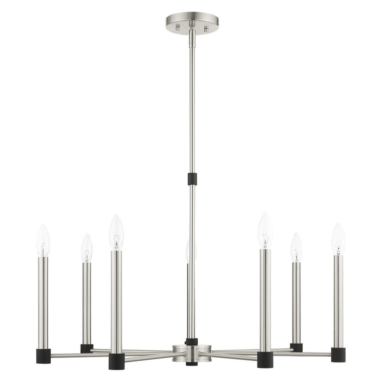Livex Lighting - 46887-91 - Seven Light Chandelier - Karlstad - Brushed Nickel w/ Blacks