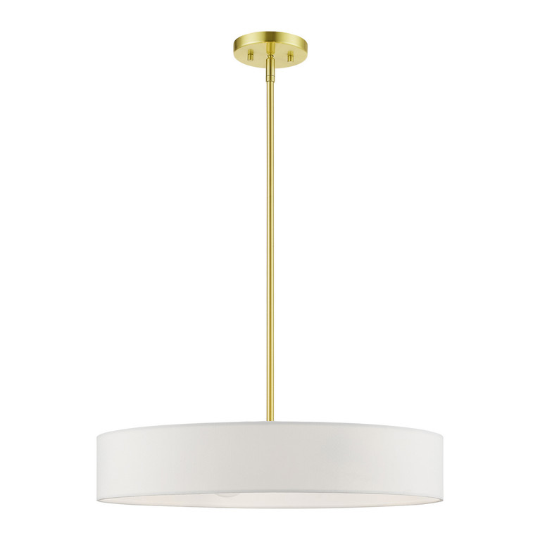 Livex Lighting - 46924-12 - Four Light Pendant - Venlo - Satin Brass w/Shiny White