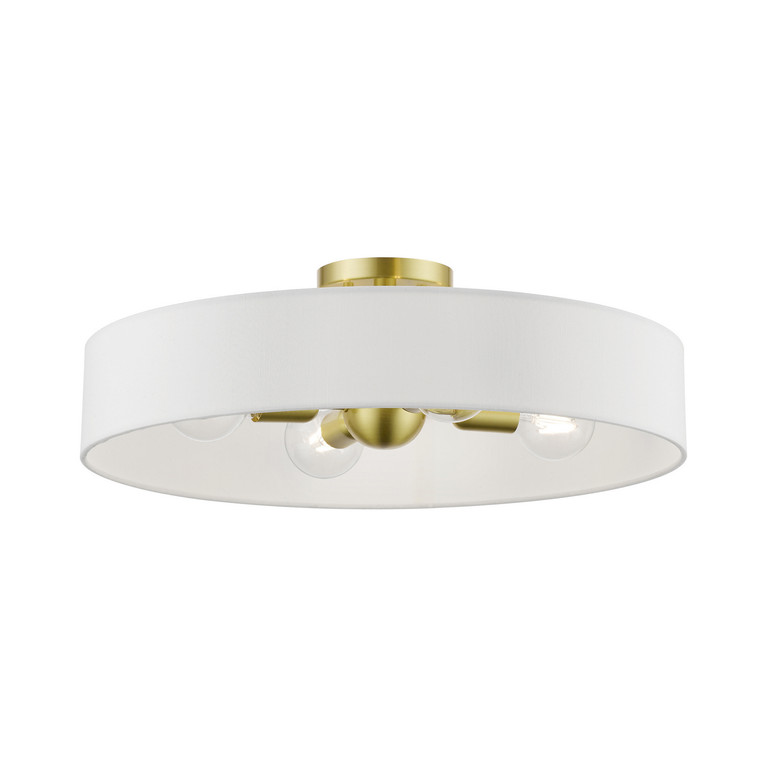 Livex Lighting - 46928-12 - Four Light Semi-Flush Mount - Venlo - Satin Brass w/Shiny White